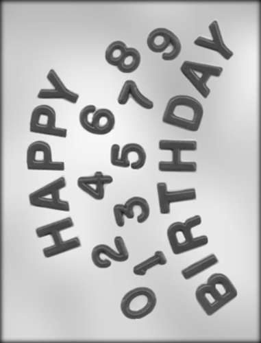 Happy Birthday & Numbers Chocolate Mould - Click Image to Close